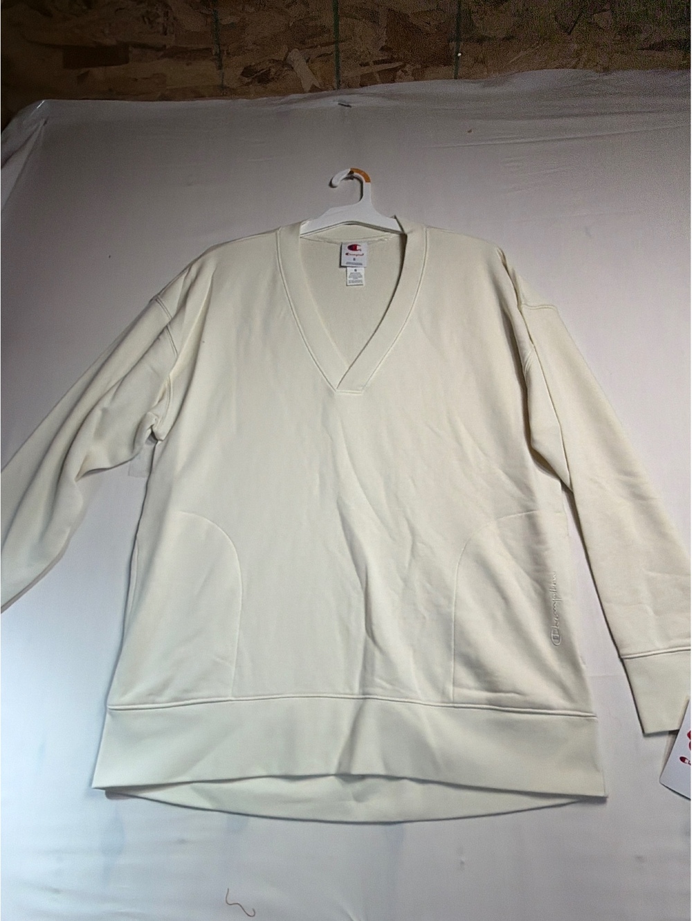 Champion Gameday Deep V Tunic Pullover Unbleached Cotton Size S